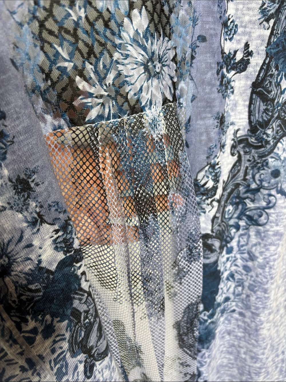 Kamala Light Blue Patterned Open-Front Duster Cape - Picture 12 of 13